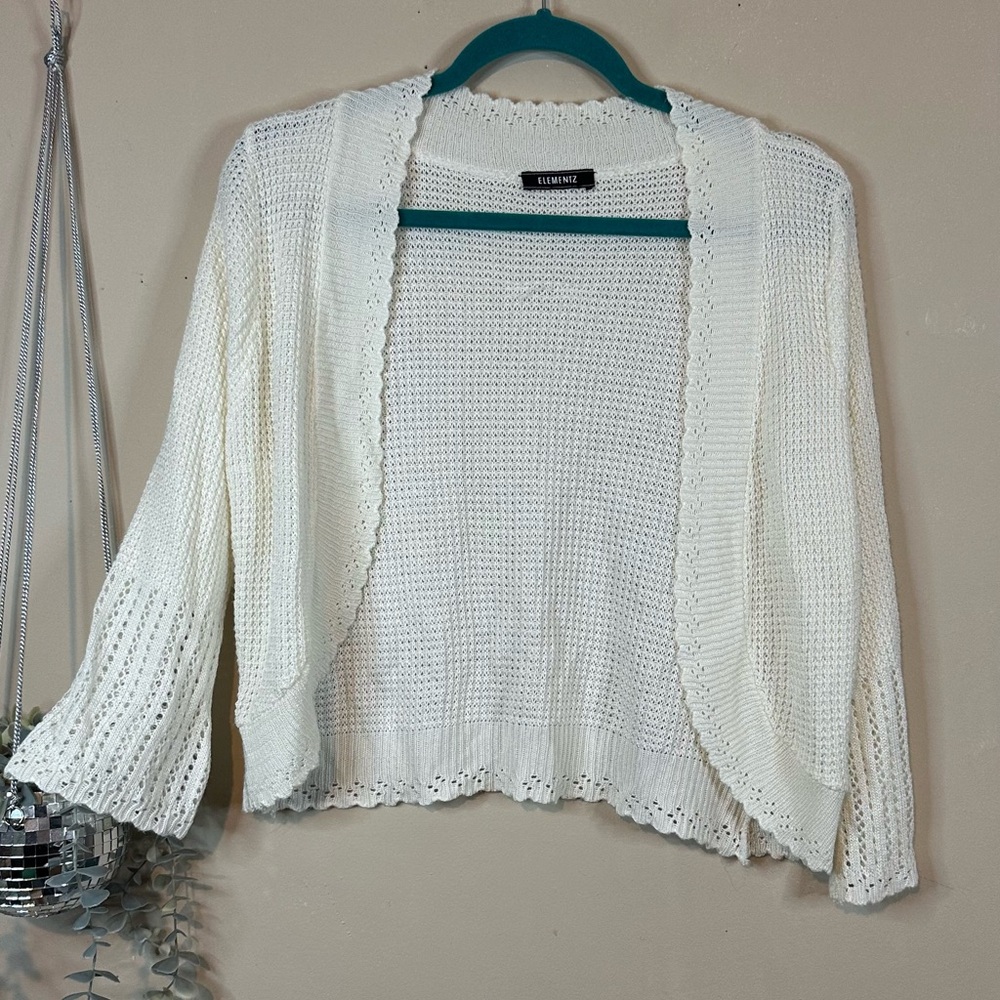 Elementz medium white Knit Cardigan